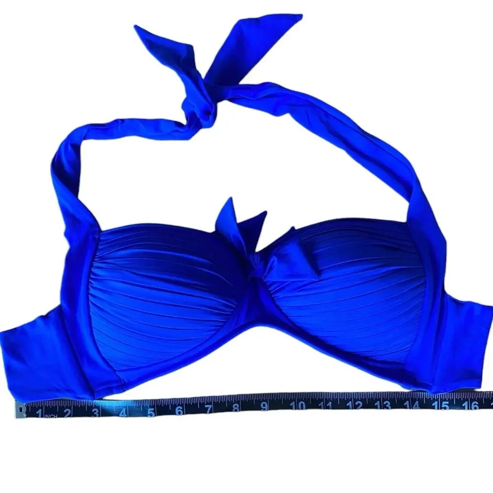 Seafolly Soft Cup Halter Bikini Top Small / Medium D Cup Royal Blue Swim NWOT